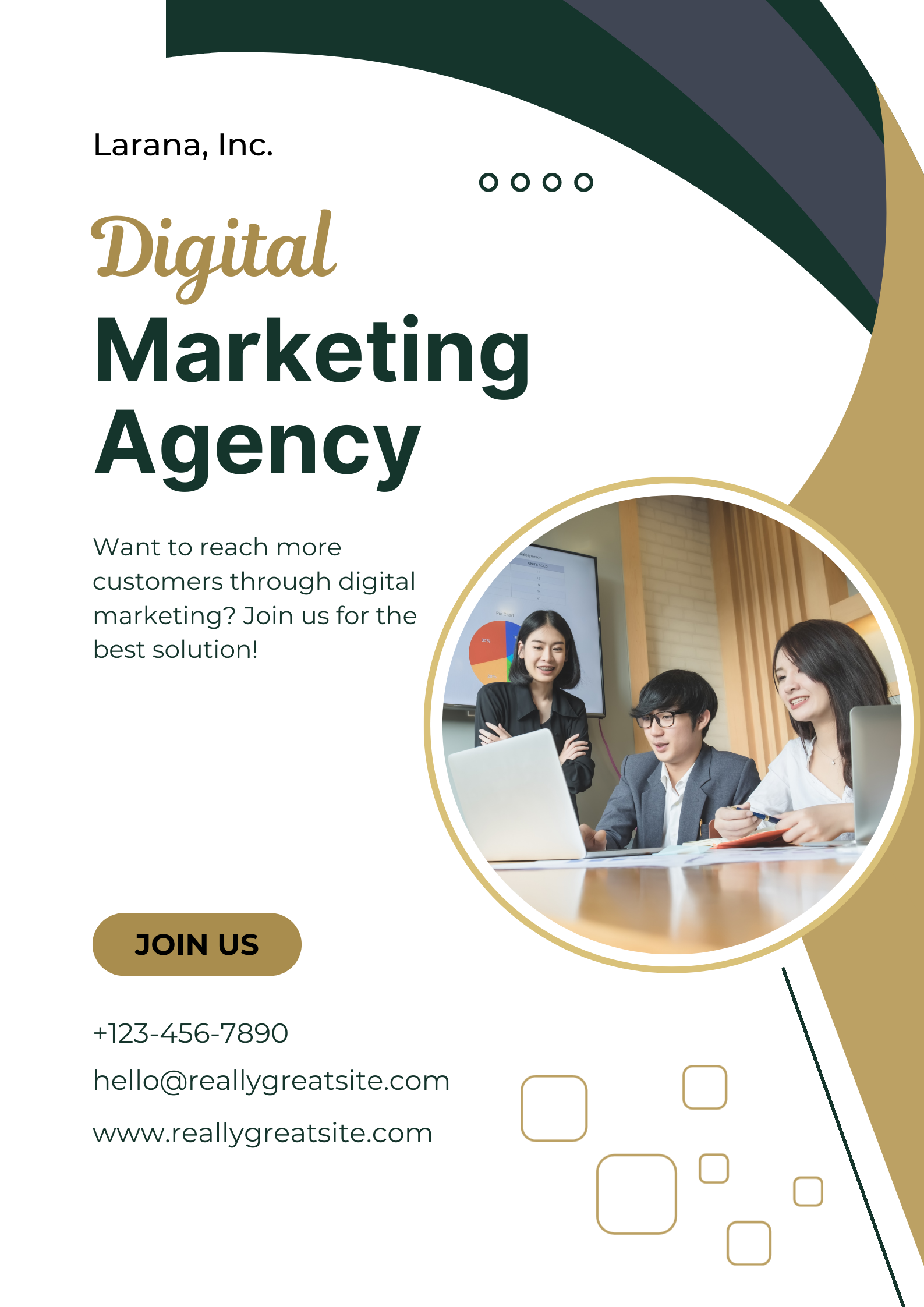 Gold And Green Modern Digital Marketing Agency Poster digital